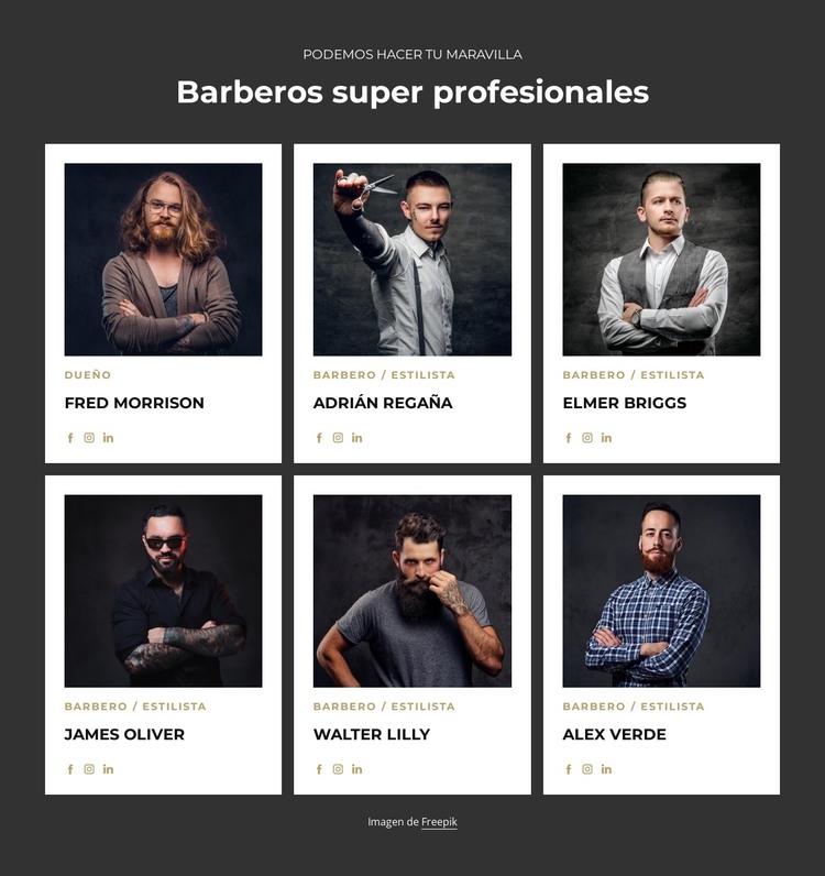 Barberos profesionales y certificados Plantilla HTML