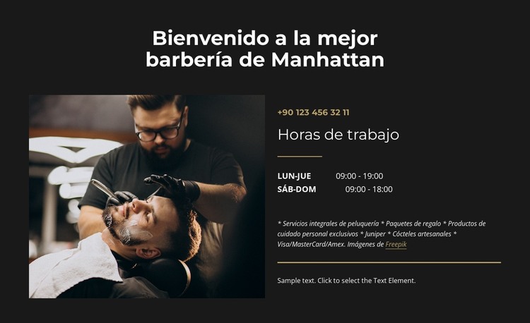 La mejor barbería de Manhattan Plantilla HTML