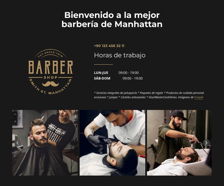 Somos una barbería moderna de la vieja escuela. Plantilla de sitio web