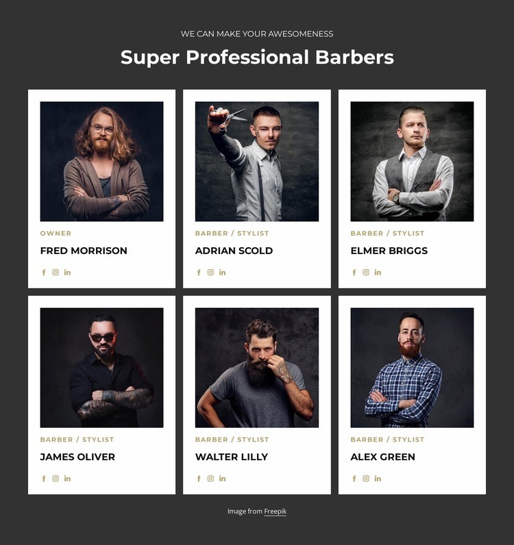 Professional and certified barbers Html Code Example