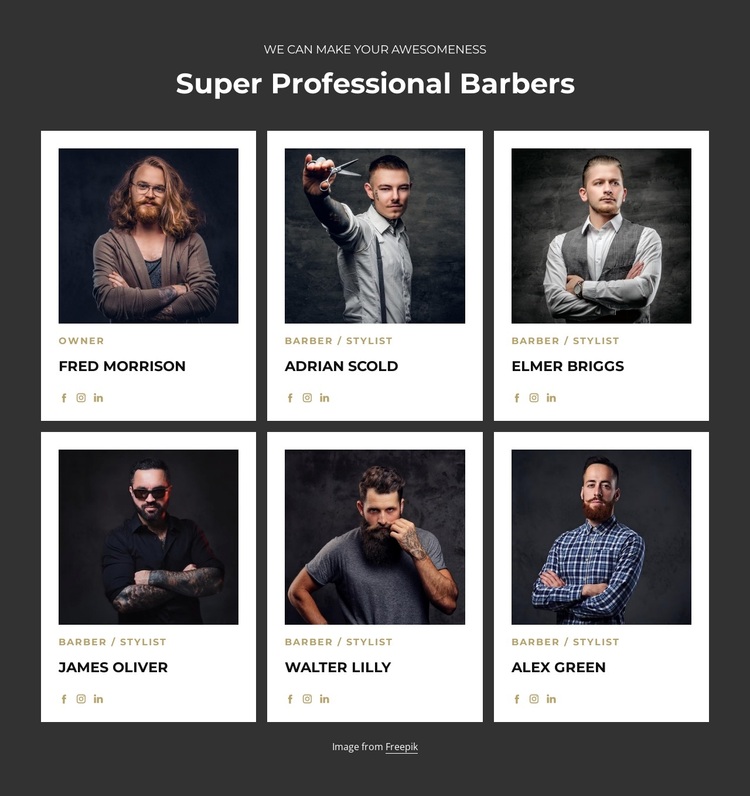 Professional and certified barbers Joomla Page Builder