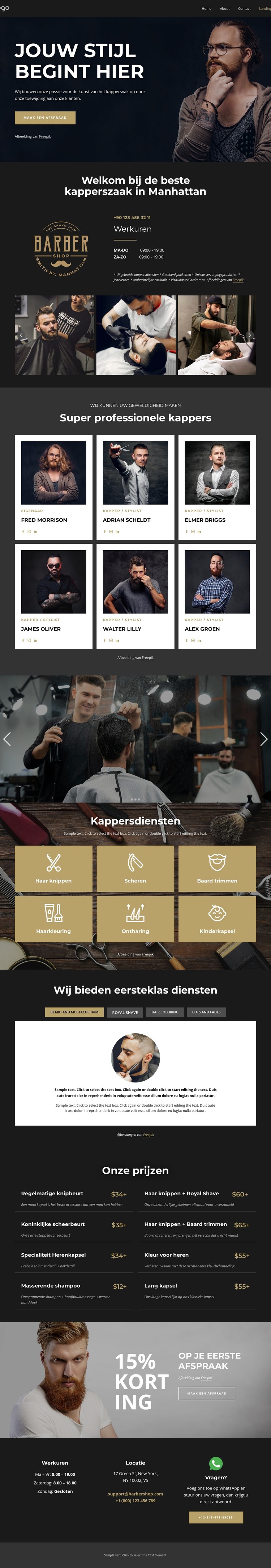 Een creatieve kapperszaak CSS-sjabloon