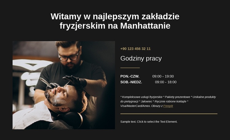 Najlepszy zakład fryzjerski na Manhattanie Motyw WordPress