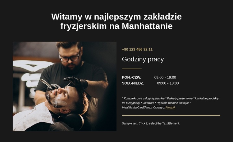 Najlepszy zakład fryzjerski na Manhattanie Szablon witryny sieci Web