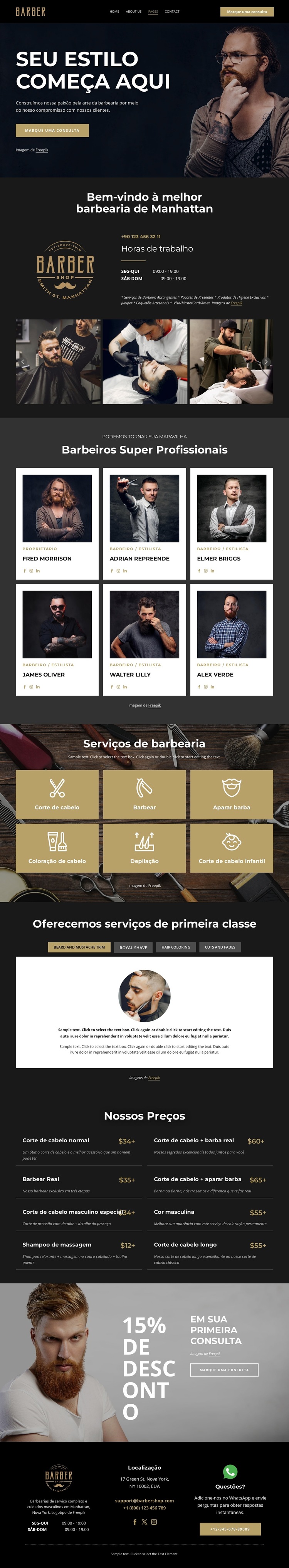 Uma barbearia criativa Modelo de site