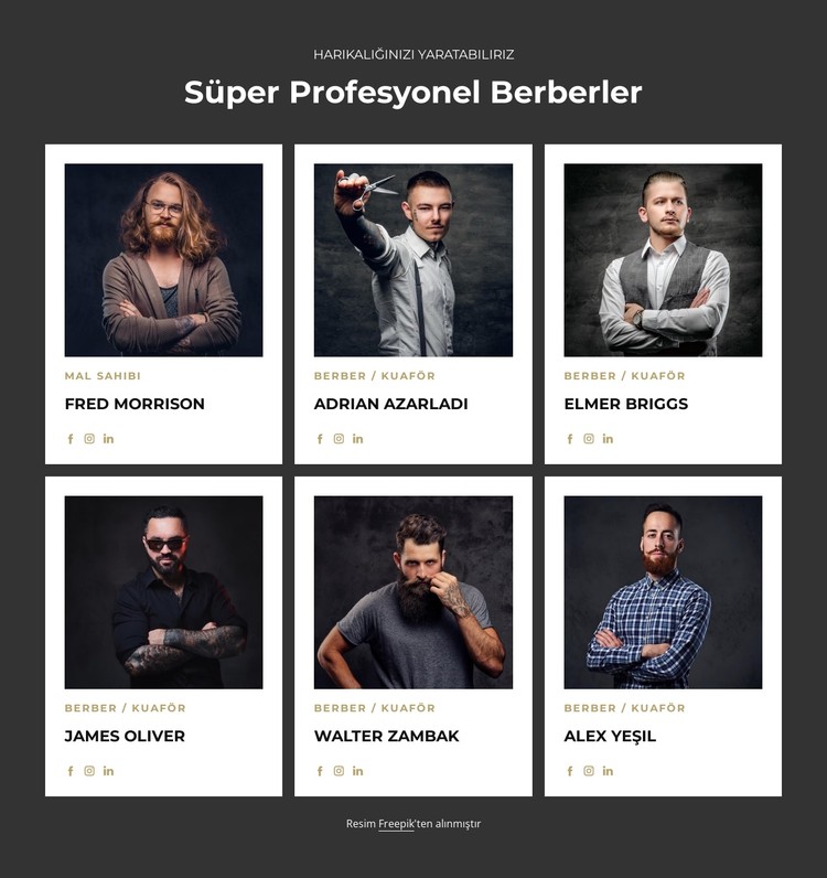 Profesyonel ve sertifikalı berberler CSS Şablonu