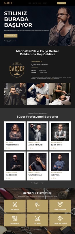 Yaratıcı bir berber dükkanı Web Sitesi Şablonları