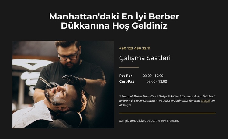 Manhattan'daki en iyi berber dükkanı Web Sitesi Şablonu