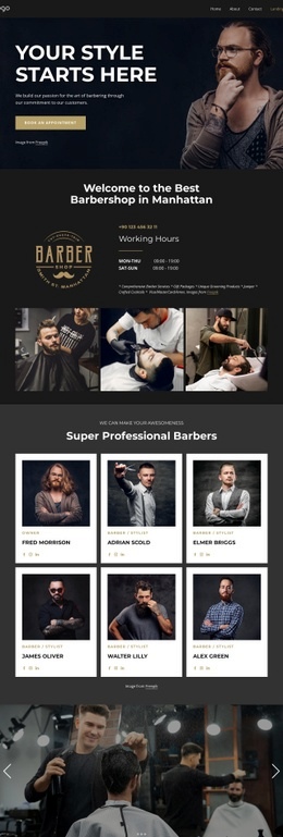 Free Web Page Design For A Creative Barber Shop