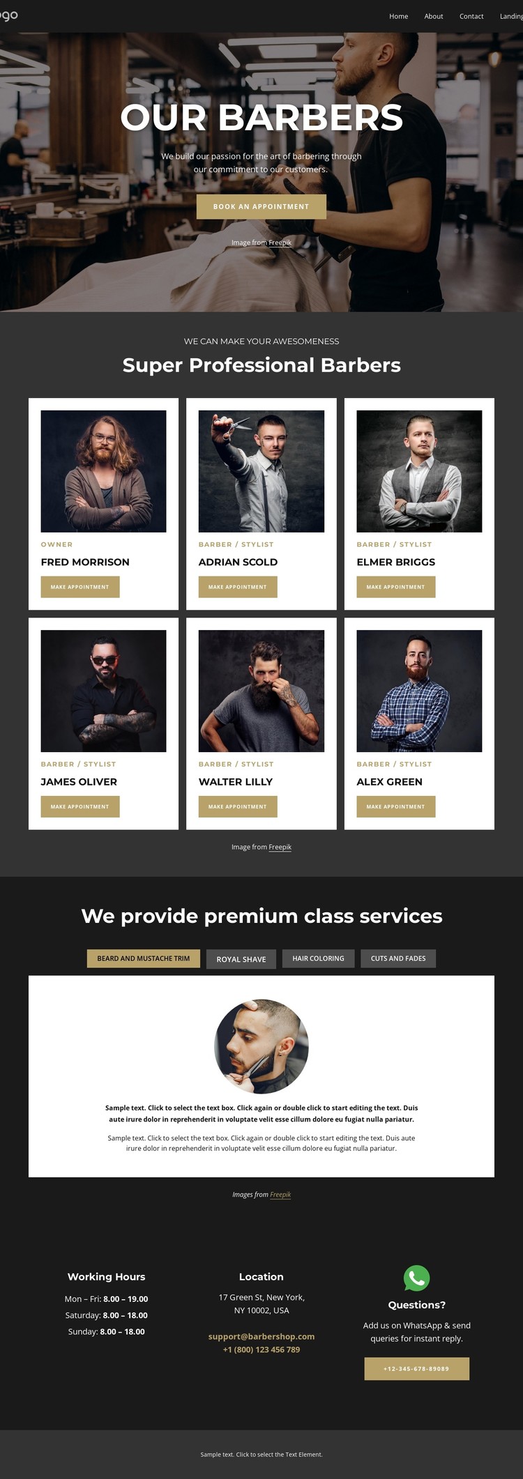 Best barbers CSS Template