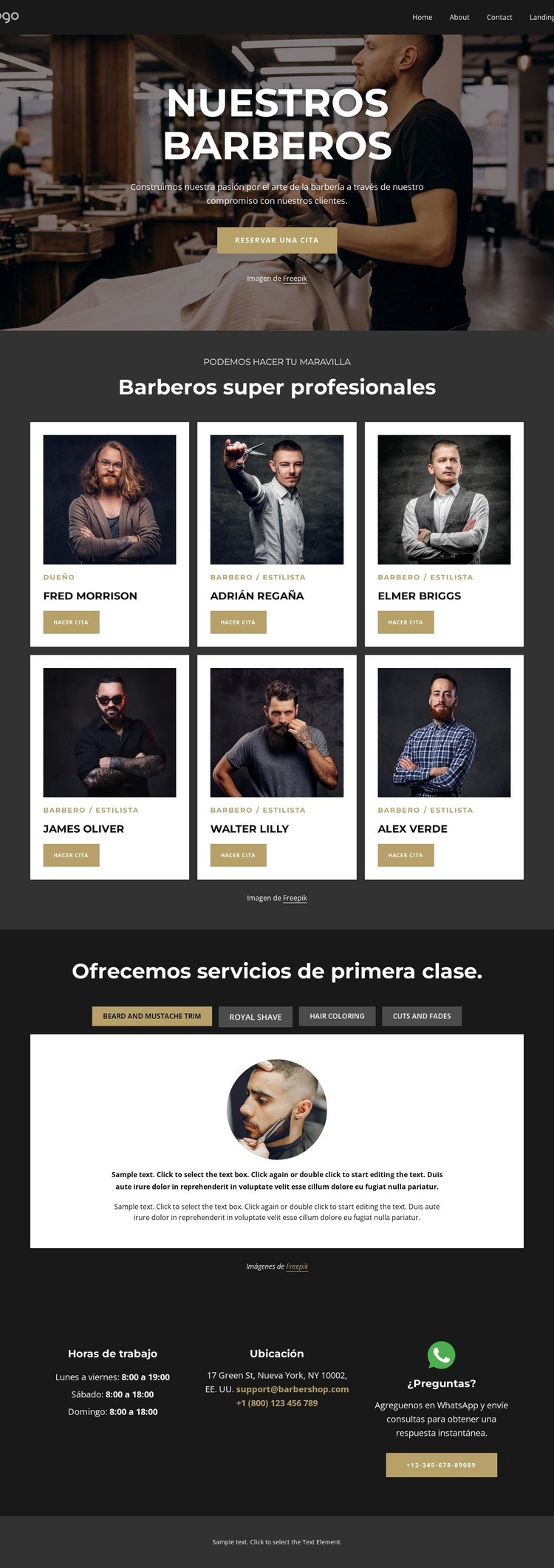 Los mejores barberos Creador de sitios web HTML