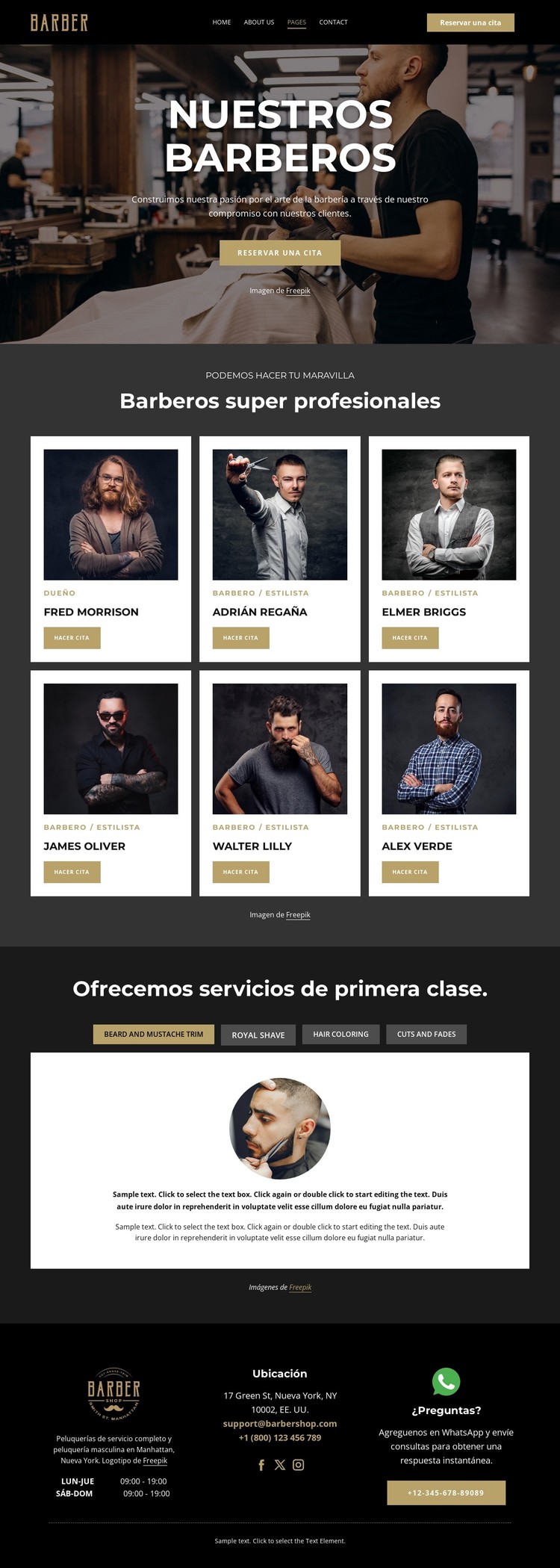 Los mejores barberos Plantilla CSS