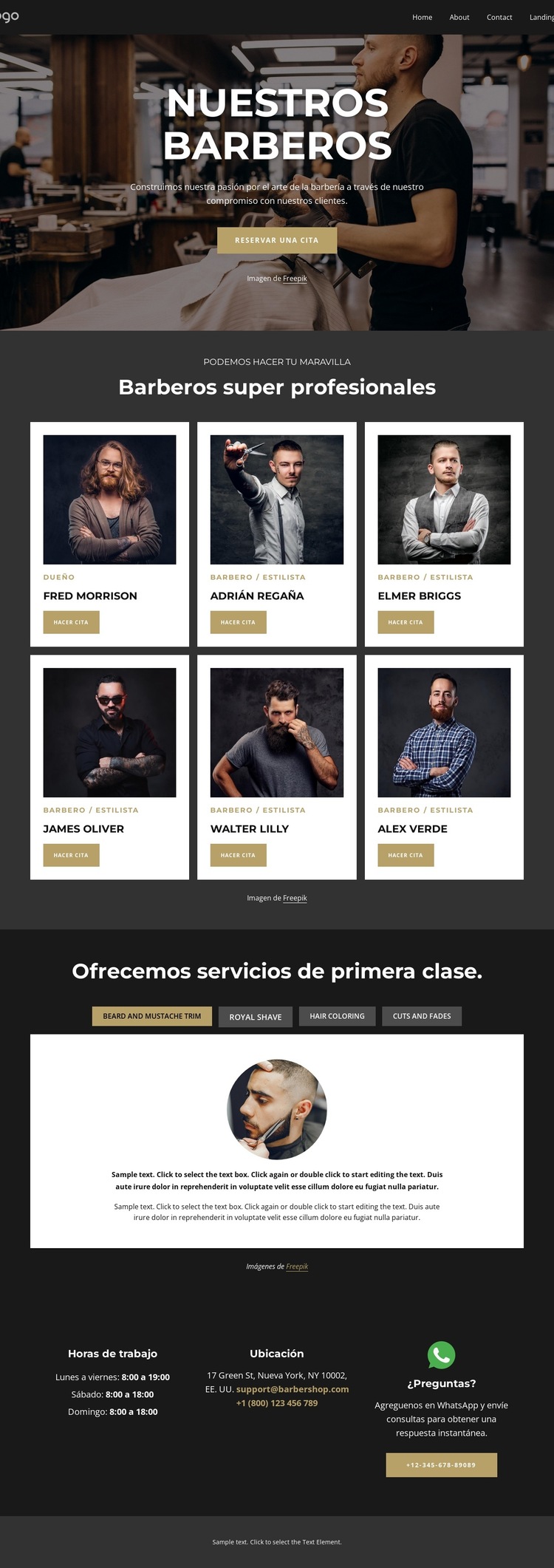 Los mejores barberos Plantilla de sitio web