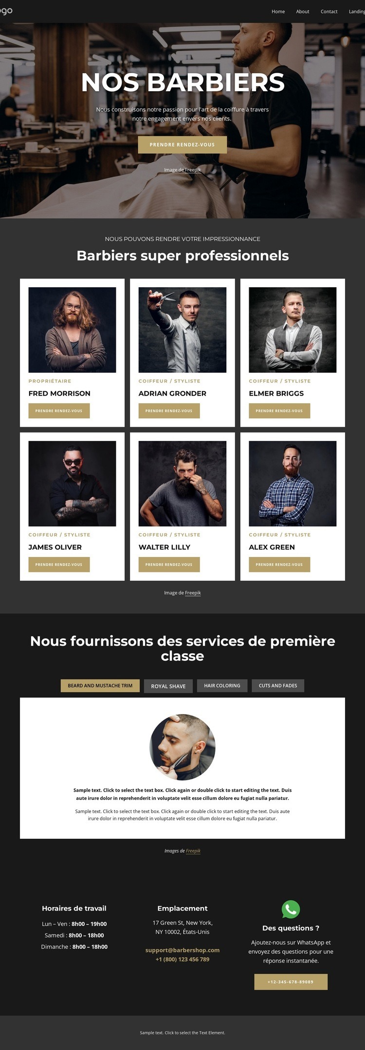 Les meilleurs coiffeurs Maquette de site Web