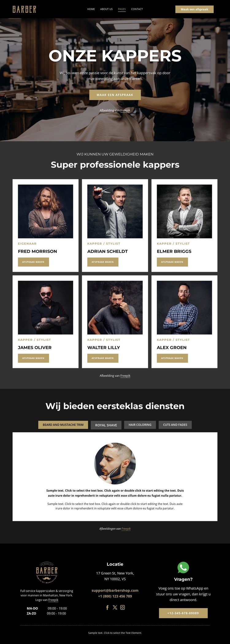 Beste kappers Website Builder-sjablonen