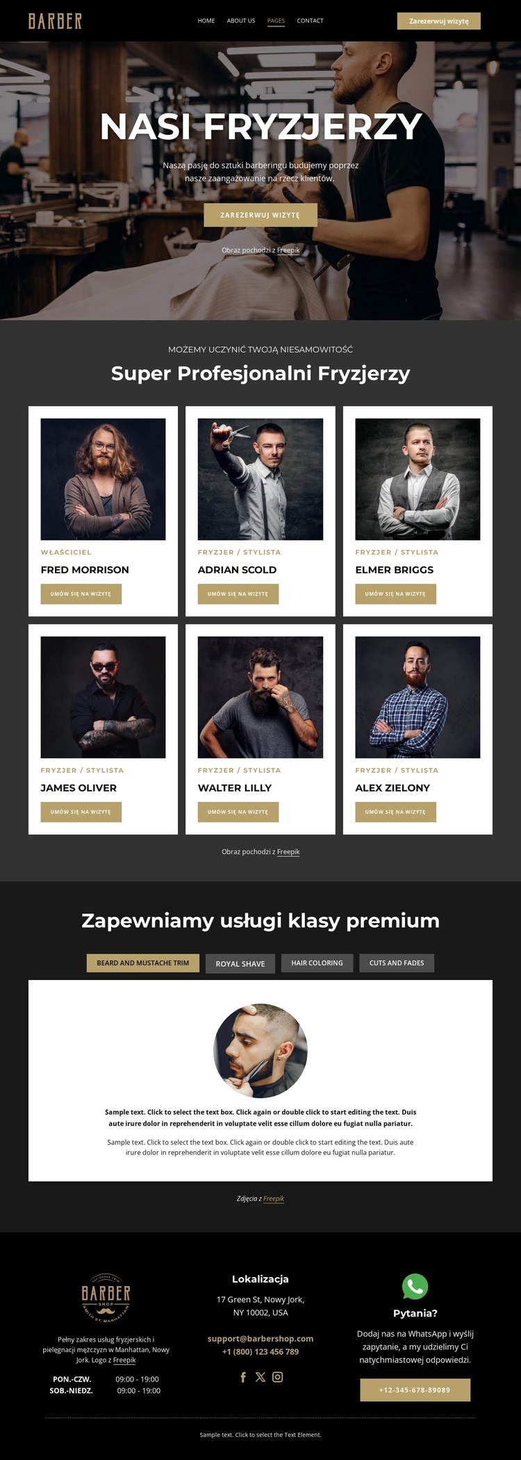 Najlepsi fryzjerzy Szablon witryny sieci Web