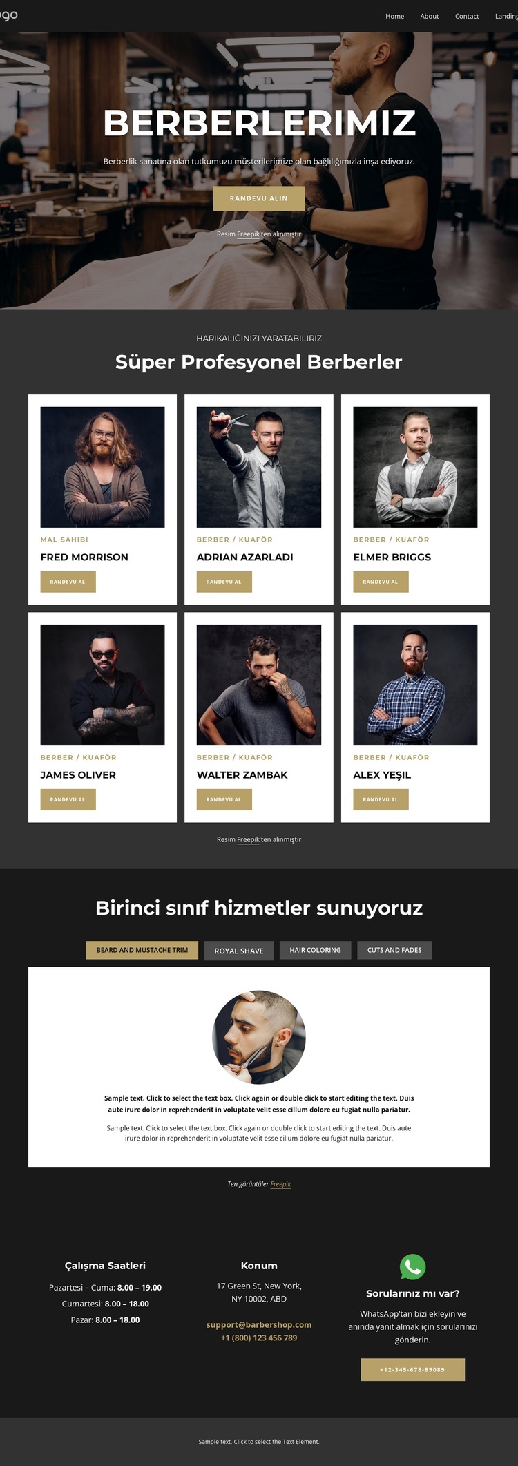 En iyi berberler Web Sitesi Şablonu