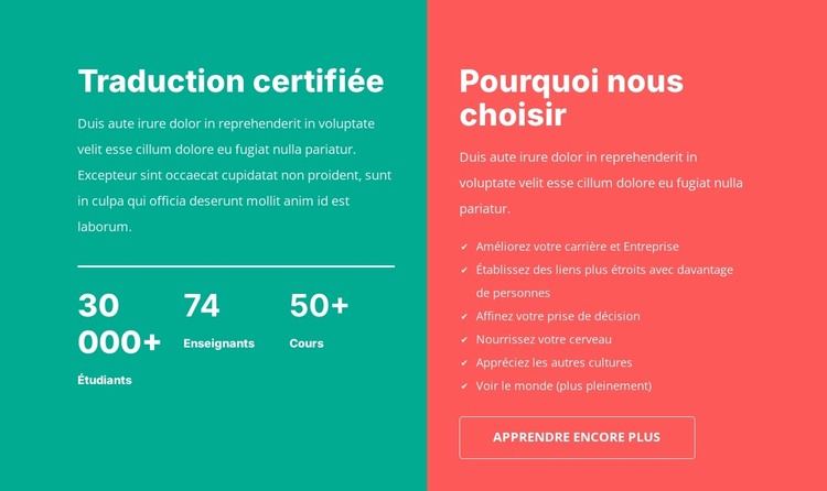 Traduction certifiée Modèle HTML