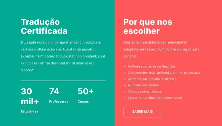 Tradução certificada Modelo de site