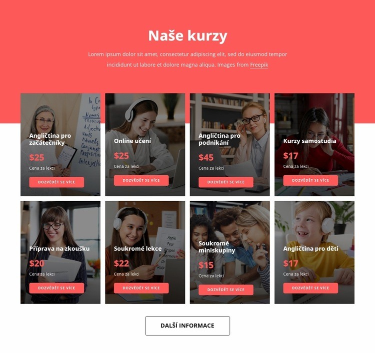 Jazykové kurzy Šablona HTML