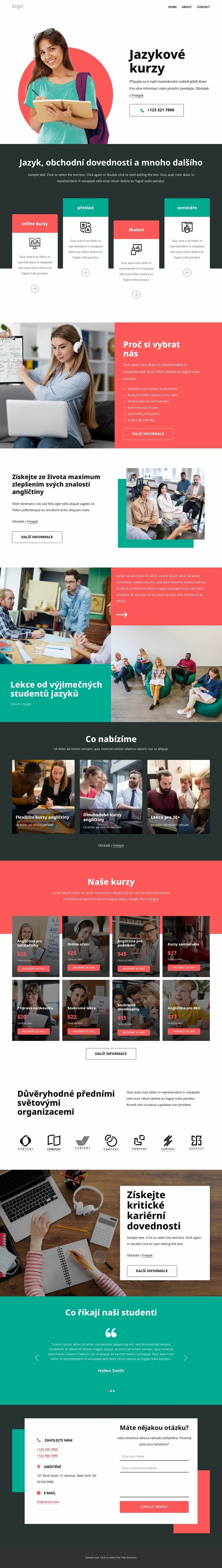 Naše jazykové kurzy Šablona HTML