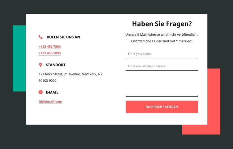 Kontaktblock mit zwei Formen CSS-Vorlage