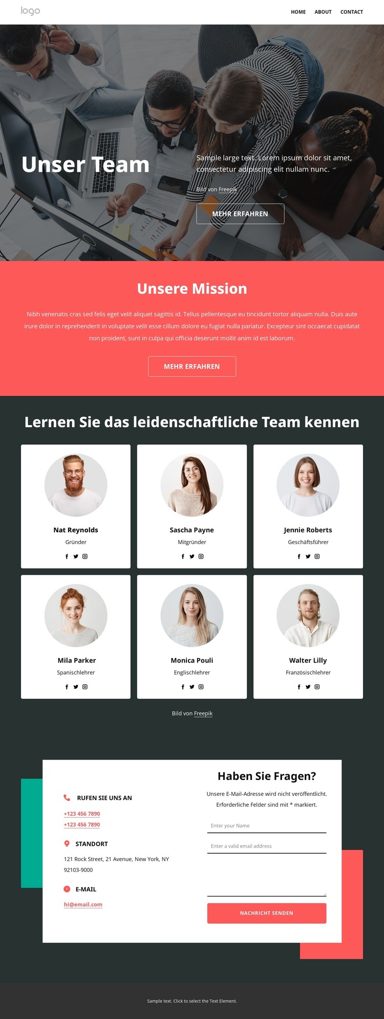 Unsere Lehrer HTML-Vorlage