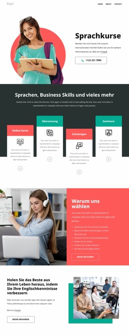 Unsere Sprachkurse - Kostenlos Herunterladbare Joomla-Vorlage