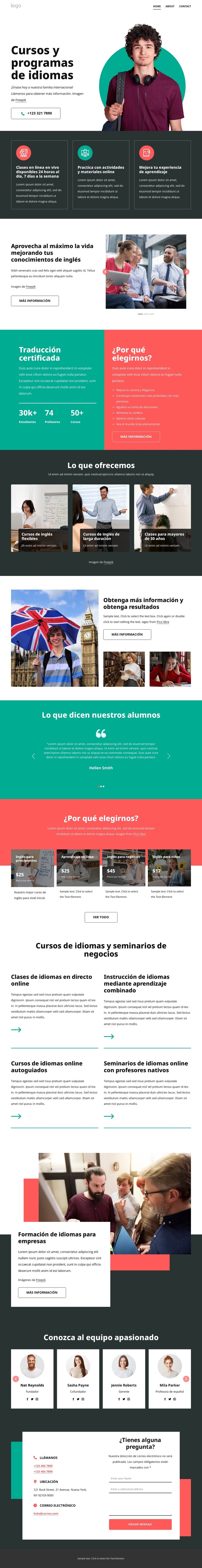 Cursos de idiomas Plantilla CSS