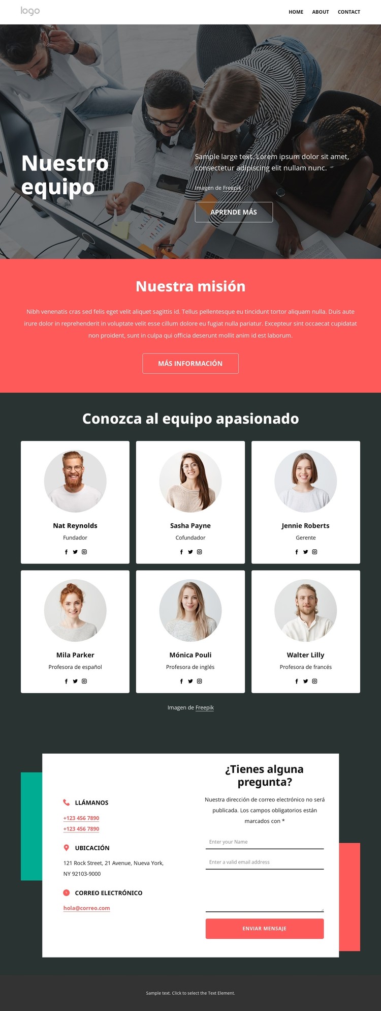 Nuestros profesores Plantilla CSS