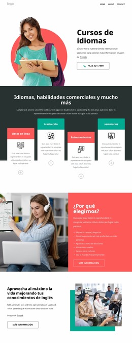 Nuestros Cursos De Idiomas - Descarga Gratuita De La Plantilla Joomla