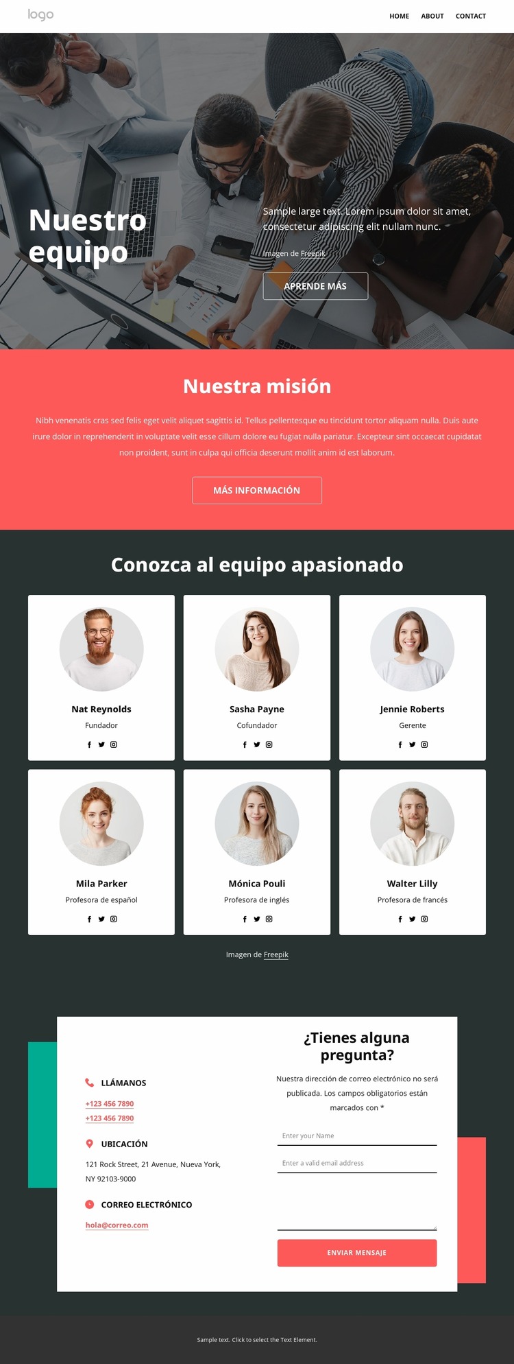 Nuestros profesores Plantilla Joomla