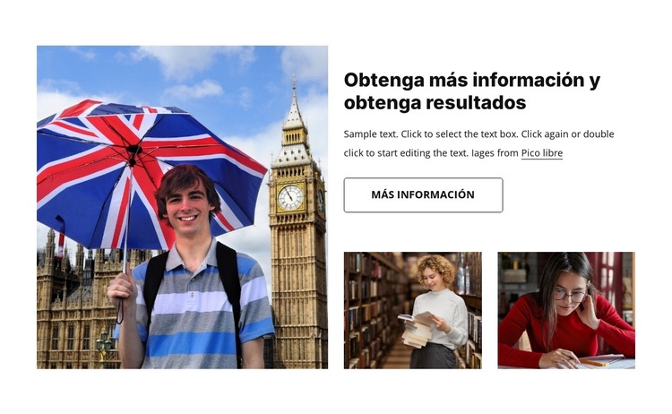 Cursos intensivos de idiomas Plantilla de sitio web