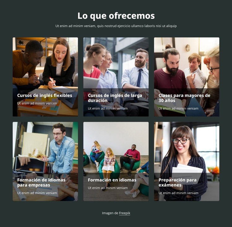 Ofrecemos cursos de idiomas Plantilla de sitio web