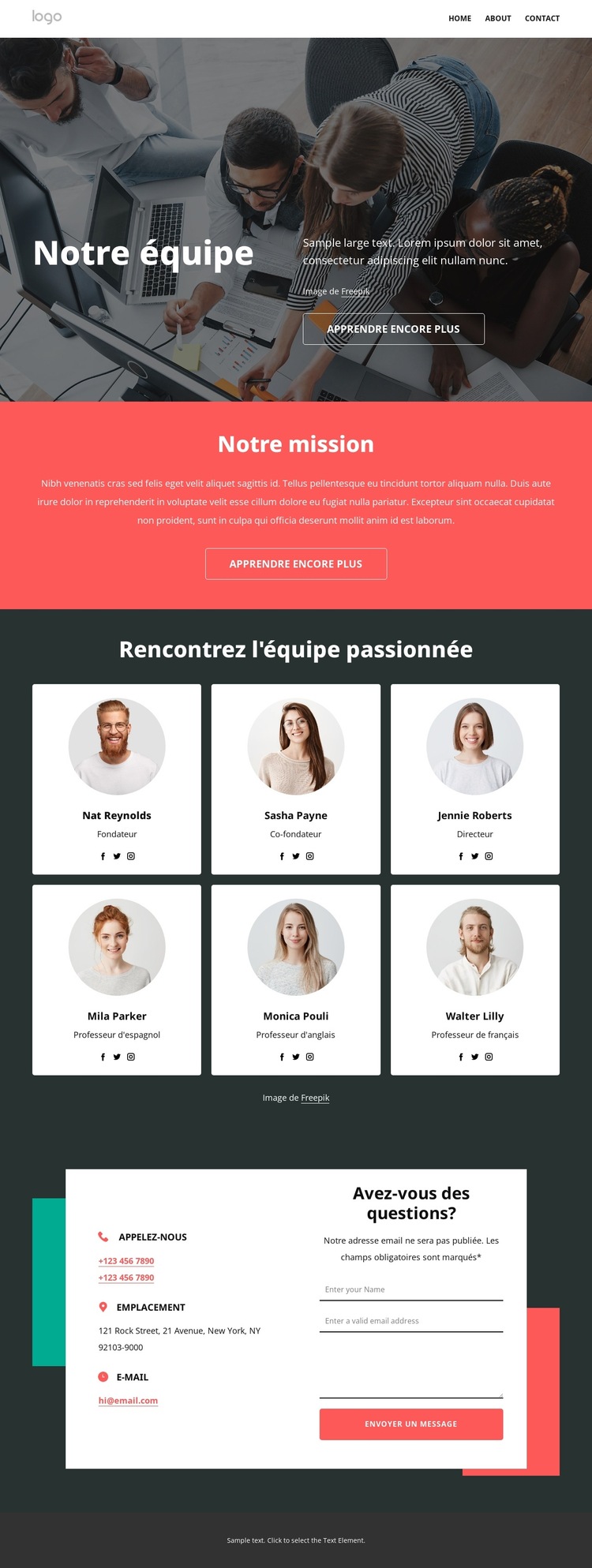 Nos professeurs Modèle de site Web