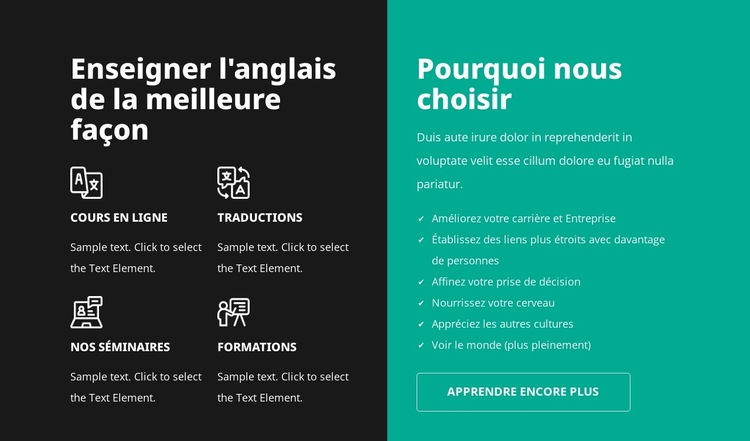 Des cours de haute qualité Modèle de site Web