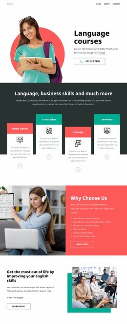 Our Language Courses - Best Homepage Design