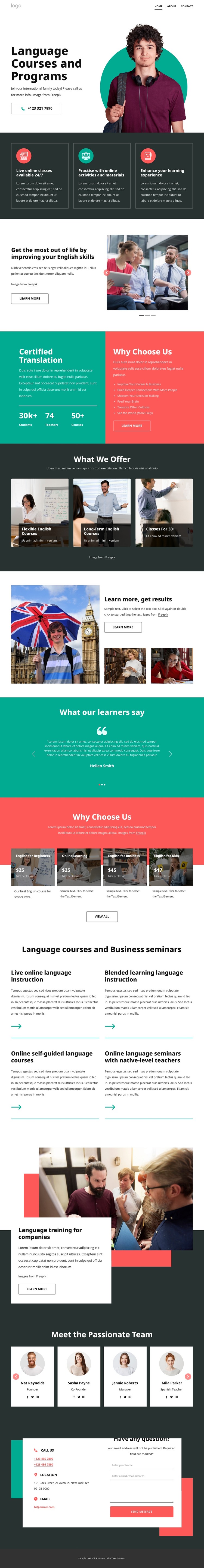 Language courses HTML Template