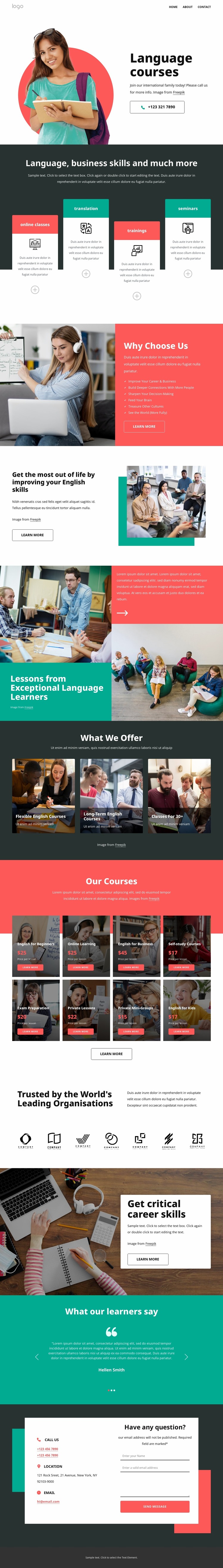 Our language courses Html Website Builder