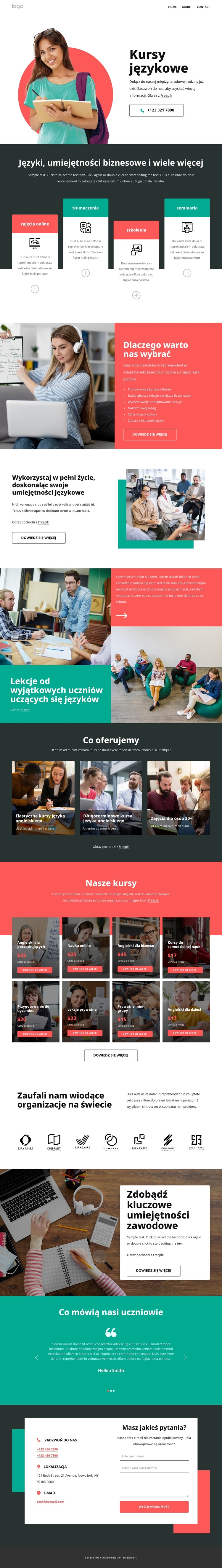 Nasze kursy językowe Motyw WordPress