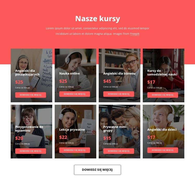 Kursy nauki języków obcych Szablon HTML