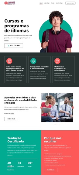 Funcionalidade De Layout De Tema Para Cursos De Línguas