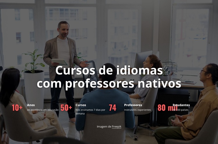 Oferecemos muitos cursos de idiomas Modelo de site