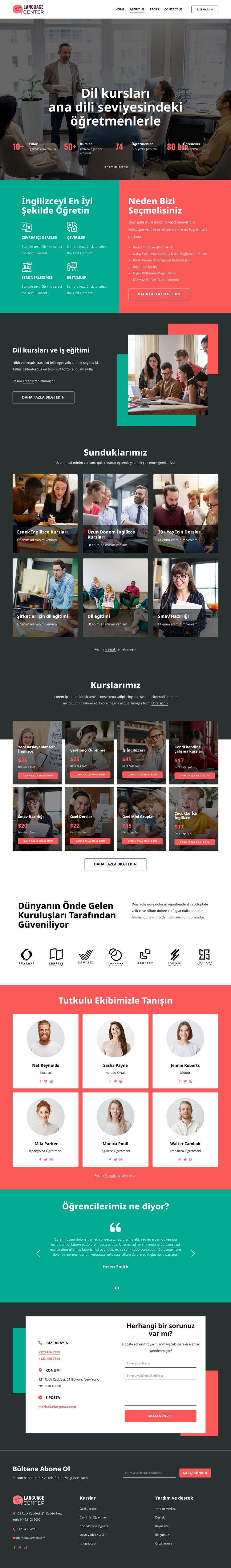 Ana dili İngilizce olan öğretmenler Web Sitesi Şablonu