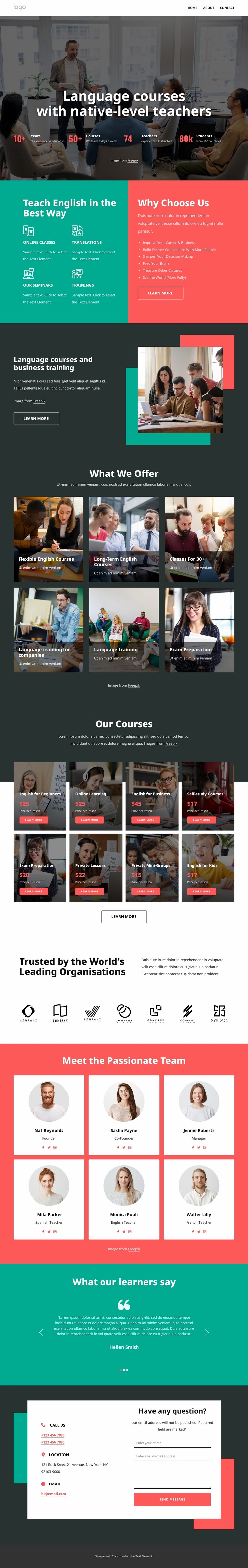 Native-level teachers Website Builder Templates