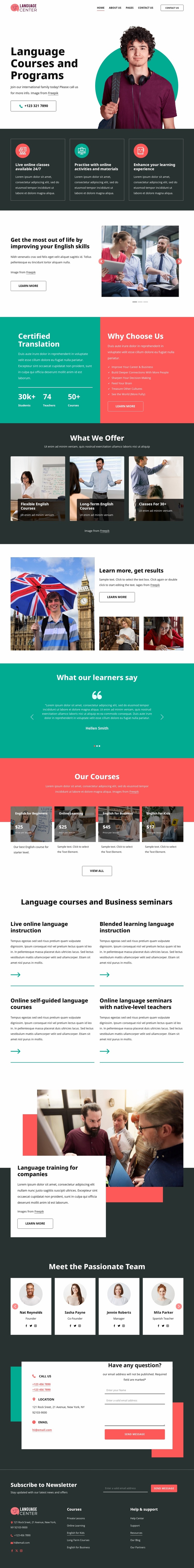 Language courses Website Design