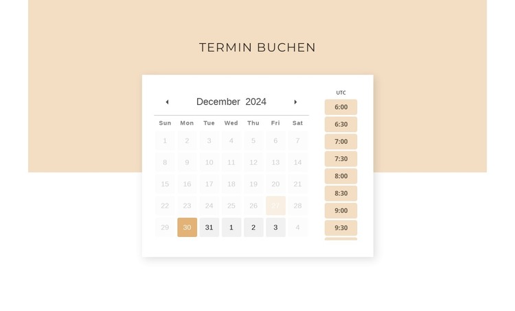 Kalender mit Form HTML-Vorlage