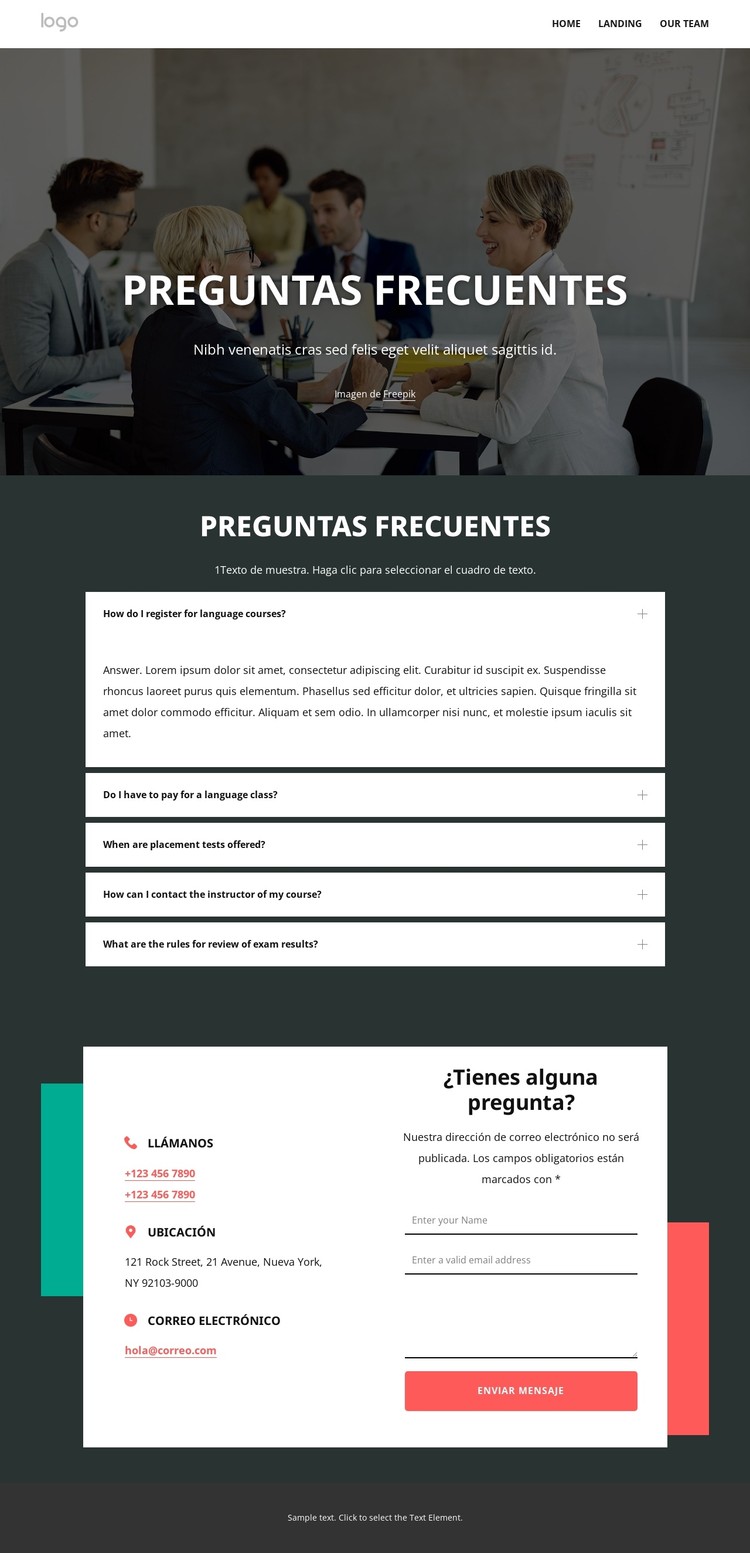 Página de preguntas frecuentes Plantilla CSS