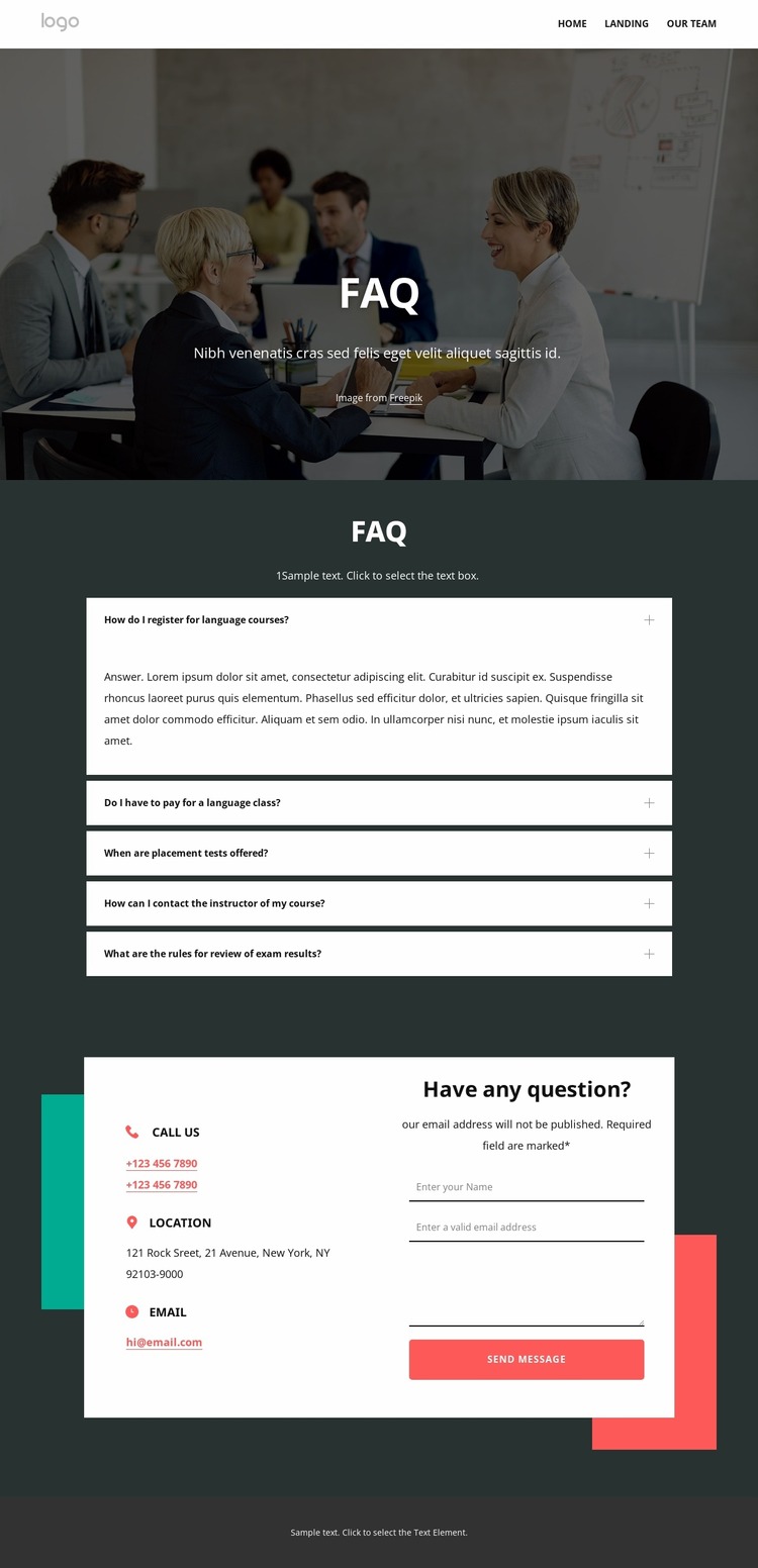 Faq page Html Website Builder