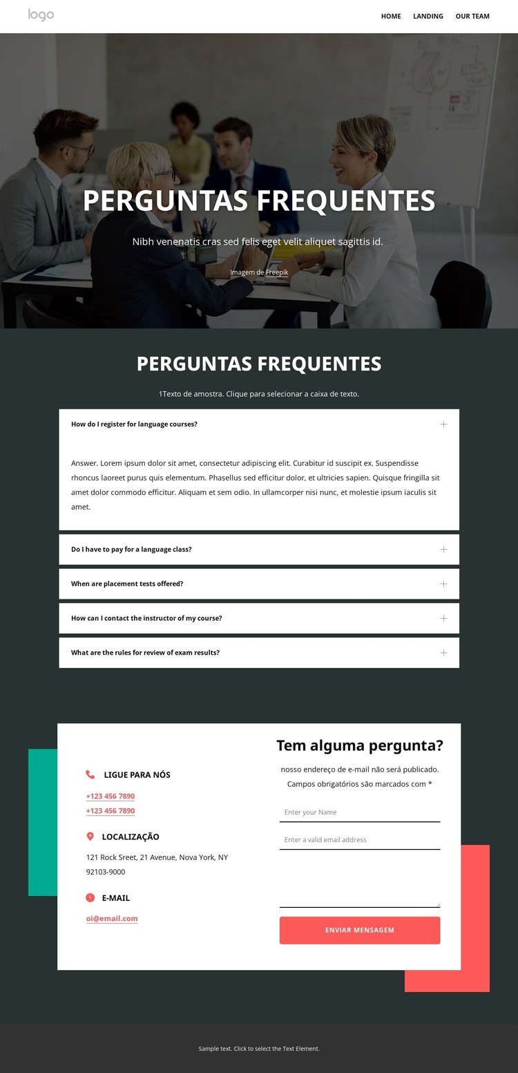 Página de perguntas frequentes Modelo de site